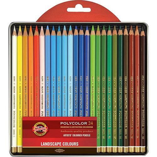 Tamanhos, Medidas e Dimensões do produto Estojo Lápis de Cor Artístico Polycolor 24 Cores Seleção Paisagem - Koh-I-Noor