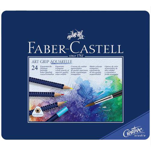 Tamanhos, Medidas e Dimensões do produto Estojo Metálico de Lápis Art Grip Aquarelavel Faber Castell com 24 Cores - Ref 114224