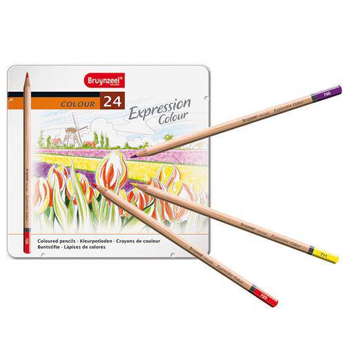 Tamanhos, Medidas e Dimensões do produto Estojo Metálico de Lápis de Cor Expression Colour Bruynzeel 24 Cores - 7705m24