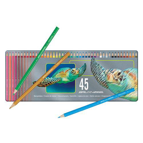 Tamanhos, Medidas e Dimensões do produto Estojo Metálico de Lápis de Cor Turtle Bruynzeel 45 Cores - 5011m45