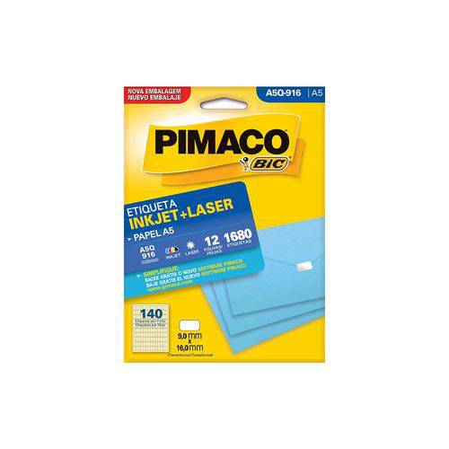 Tamanhos, Medidas e Dimensões do produto Etiqueta Pimaco A5Q- 916E 9,0mmX16,0mm 12Folhas C/140 Etiquetas