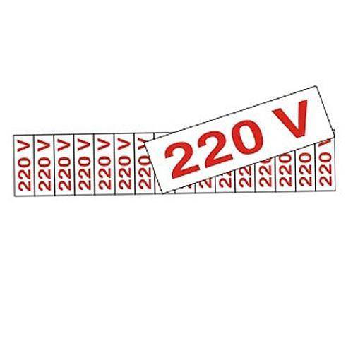 Tamanhos, Medidas e Dimensões do produto Etiqueta Sinalizadora em Poliestireno de Voltagem "220 Volts" - Sinalize