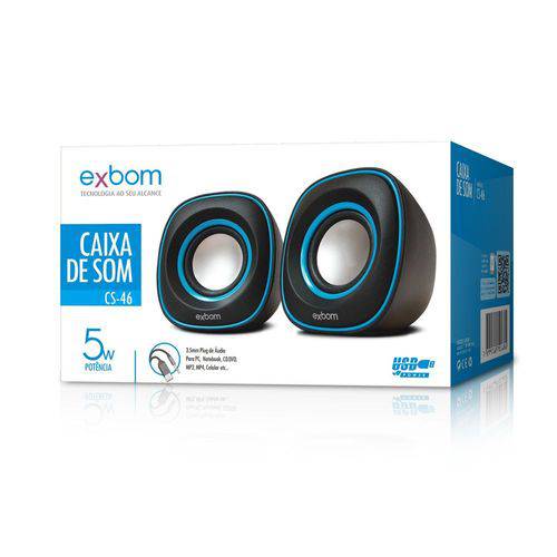 Tamanhos, Medidas e Dimensões do produto Exbom Caixa de Som 2.0 para PC e Smartphone CS-46 Preto C/ Azul