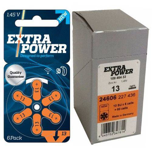Tamanhos, Medidas e Dimensões do produto EXTRA POWER - 13 / PR48 - Bateria para Aparelho Auditivo - 60 Unidades