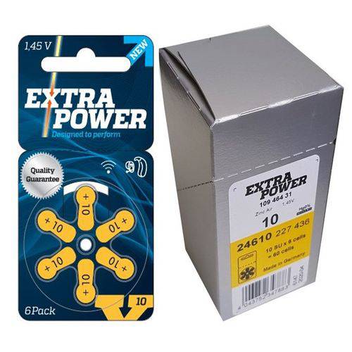 Tamanhos, Medidas e Dimensões do produto EXTRA POWER - 10 / PR70 - Bateria para Aparelho Auditivo - 60 Unidades
