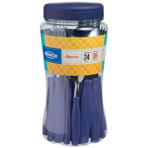 Tamanhos, Medidas e Dimensões do produto Faqueiro Aço Inox 24 Peças Itaparica Azul - Brinox