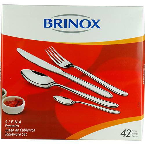 Tamanhos, Medidas e Dimensões do produto Faqueiro Inox Siena C/ 42 Peças - Brinox