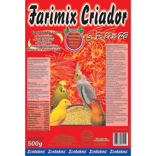 Tamanhos, Medidas e Dimensões do produto Farinha Farmix Criador - 27% Proteína 500g - Zootekna