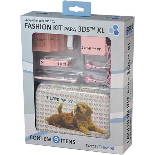 Tamanhos, Medidas e Dimensões do produto Fashion Kit para 3DS XL Pets - Branco/Rosa - Tech Dealer