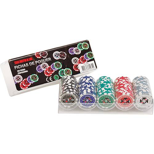 Tamanhos, Medidas e Dimensões do produto Fichas de Pôquer - 100 Unidades em Caixa Transparente - Incasa