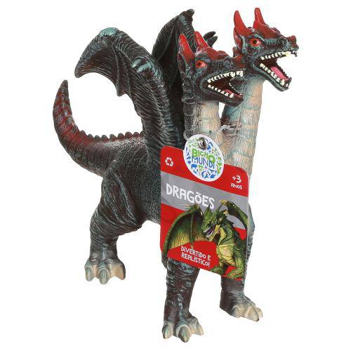 Tamanhos, Medidas e Dimensões do produto Figura de Dragão - 21 Cm - Bicho Mundi Dragões - Verde e Vermelho - Dtc