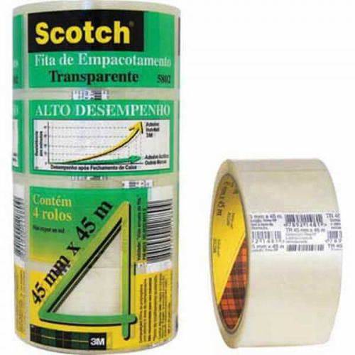 Tamanhos, Medidas e Dimensões do produto Fita Empacotamento Scotch Transparente 45mm X 45m (Emb. Contém 4un.) - 3M
