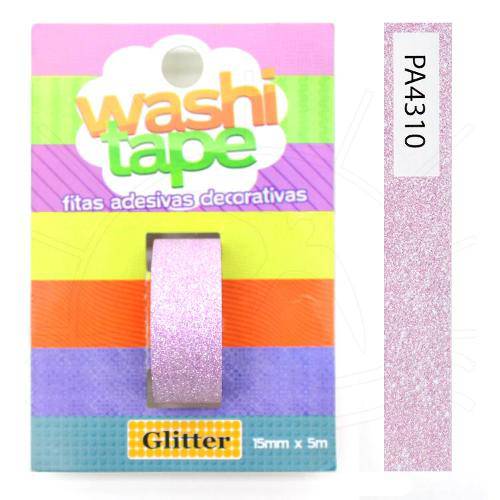 Tamanhos, Medidas e Dimensões do produto Fita Glitter Adesiva Decorativa Washi Tape Pink