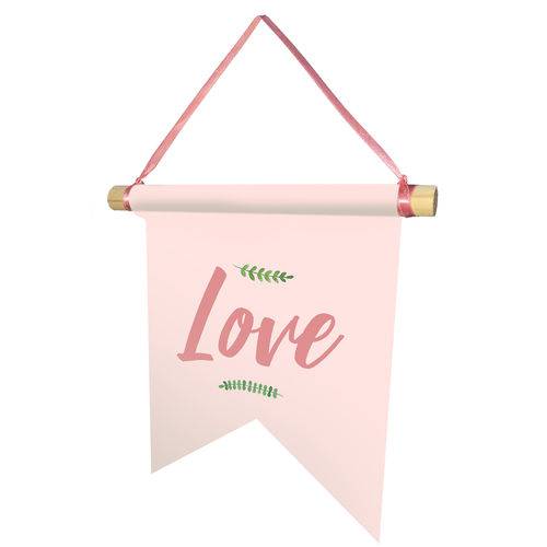 Tamanhos, Medidas e Dimensões do produto Flag Bandeirinha Decorativa Love Rosa 20x25cm - Prolab Gift