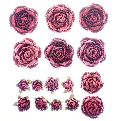 Tamanhos, Medidas e Dimensões do produto Flores Artesanais Rosas Mistas Rouge Flor117 - Toke e Crie