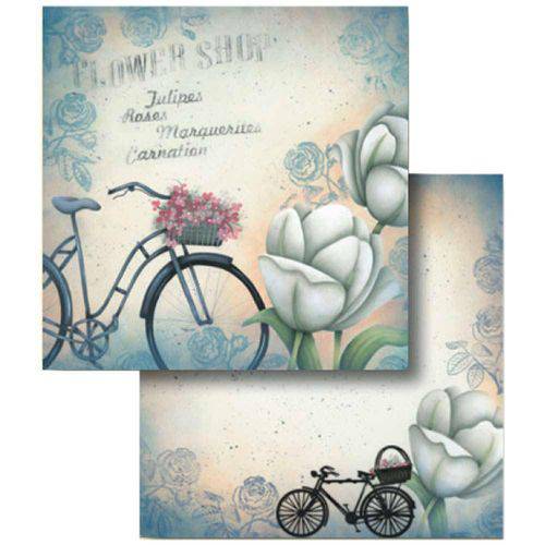 Tamanhos, Medidas e Dimensões do produto Folha para Scrapbook Duplo Litocart 30,5 X 30,5 Cm - Modelo Lscd-134 Bicicleta e Flores