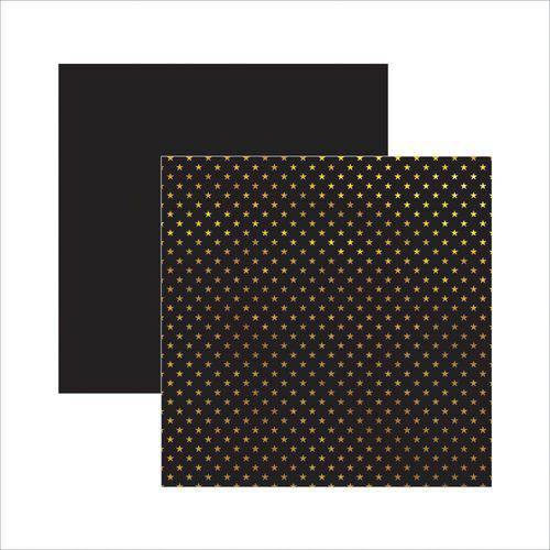 Tamanhos, Medidas e Dimensões do produto Folha para Scrapbook Estrelas Dourado Fd Foil Preto Toke e Crie – 17740 SDF619