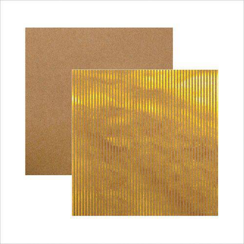 Tamanhos, Medidas e Dimensões do produto Folha para Scrapbook Listras Dourado Fd Foil Kraft Toke e Crie – 17730 Sdf609