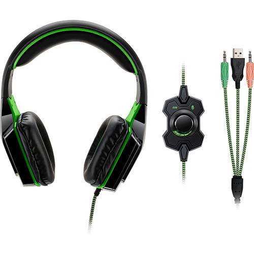 Tamanhos, Medidas e Dimensões do produto Fone de Ouvido Headset Warrior USB P2 Auxiliar Dual Shock Green Led - Multilaser