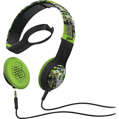 Tamanhos, Medidas e Dimensões do produto Fone de Ouvido Skullcandy Headphone Preto com Verde Cassette Mic1