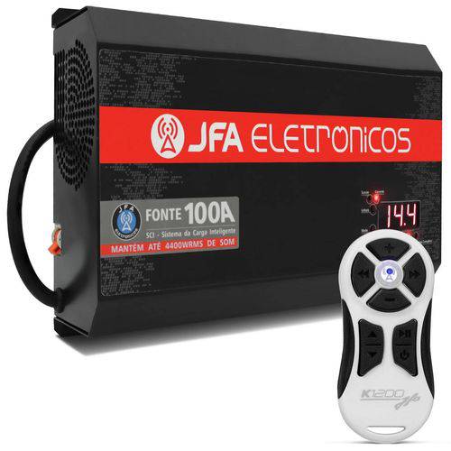 Tamanhos, Medidas e Dimensões do produto Fonte Automotiva Jfa 100a 1500w Sci Bivolt + Controle Longa Distância Jfa K1200 1200 Metros Branco