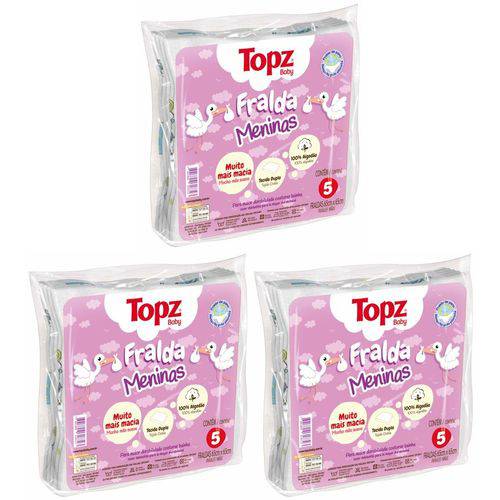 Tamanhos, Medidas e Dimensões do produto Fralda de Pano Básica Estampa Menina - Topz Baby Kit C/ 3 Pacotes