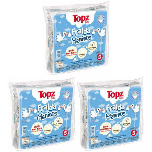 Tamanhos, Medidas e Dimensões do produto Fralda de Pano Básica Estampa Menino - Topz Baby Kit C/ 3 Pacotes