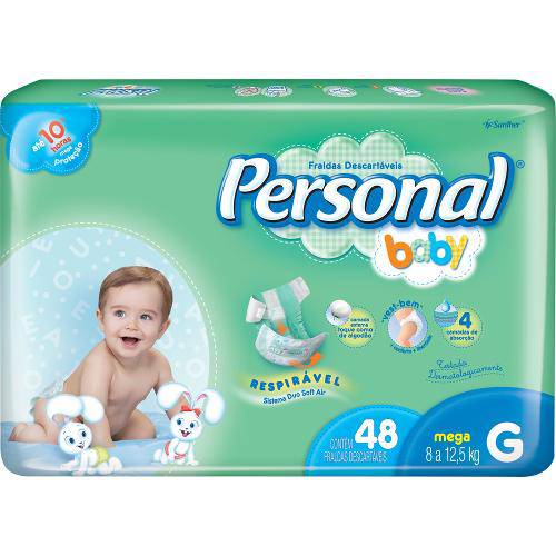 Tamanhos, Medidas e Dimensões do produto Fralda Descartável Personal Baby Mega G 48 Unidades