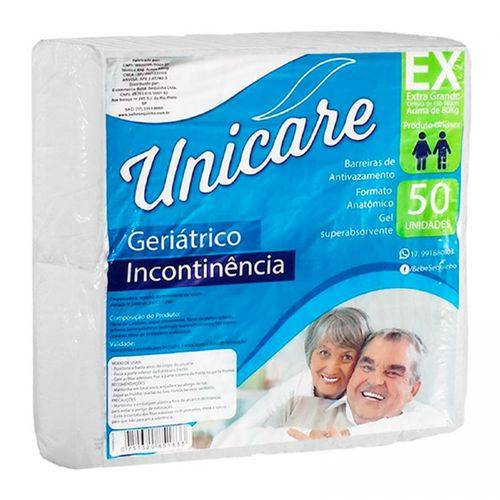 Tamanhos, Medidas e Dimensões do produto Fralda Geriátrica Unicare EX C/50 Unidades Pacotão Econômico