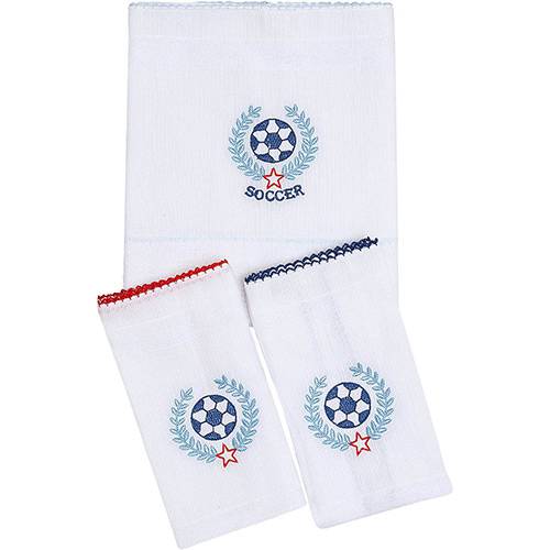 Tamanhos, Medidas e Dimensões do produto Fralda Ombro com 2 Fraldas de Boca La Goal Branco e Azul - Laura Ashley