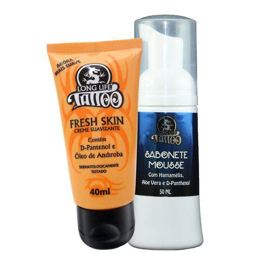 Tamanhos, Medidas e Dimensões do produto Fresh Skin 40 Ml + Sabonete Mousse 50 Ml - Kit Fase de Cicatrização para Tattoo