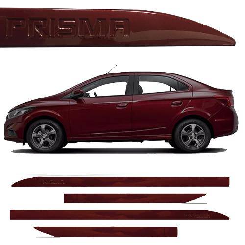 Tamanhos, Medidas e Dimensões do produto Friso Lateral Chevrolet Prisma Vermelho Carmin Escrita Baixo Relevo