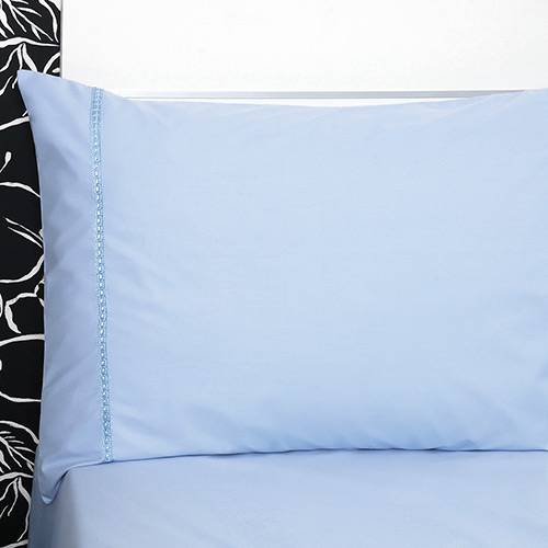 Tamanhos, Medidas e Dimensões do produto Fronha para Body Pillow Azul com Sianinha 50x150cm - Percal 233 Fios - Plumasul