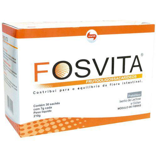 Tamanhos, Medidas e Dimensões do produto Frutooligossacarídeos em Pó FOSVITA - Vitafor - 30 Saches de 7g Cada