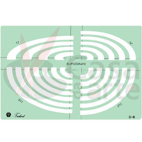 Tamanhos, Medidas e Dimensões do produto Gabarito para Desenho de Elipsógrafo Trident 24,5 X 16 Cm - Ref. D-6
