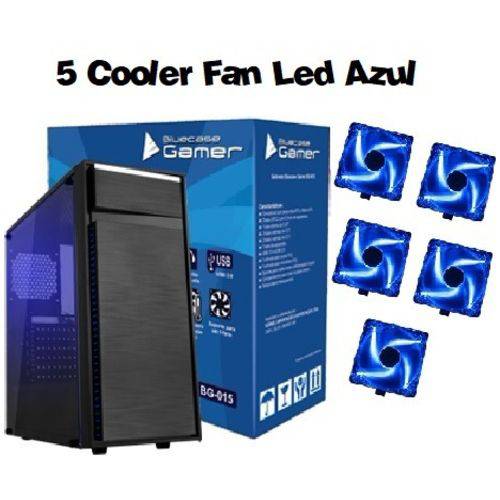 Tamanhos, Medidas e Dimensões do produto Gabinete Bluecase Gamer BG-015 USB 3.0 Frontal + 5 Coolers Led Azul