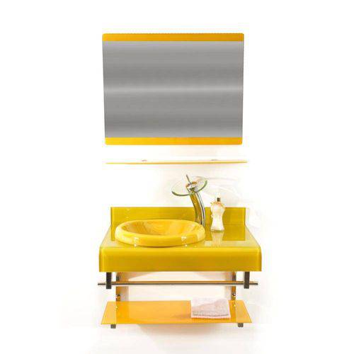 Tamanhos, Medidas e Dimensões do produto Gabinete de Vidro 70cm para Banheiro Espanha Amarelo