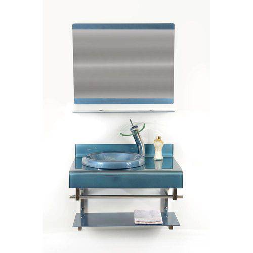 Tamanhos, Medidas e Dimensões do produto Gabinete de Vidro 70cm para Banheiro Espanha Azul