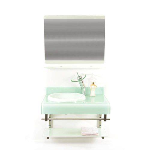 Tamanhos, Medidas e Dimensões do produto Gabinete de Vidro 70cm para Banheiro Espanha Branco