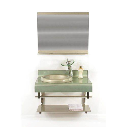 Tamanhos, Medidas e Dimensões do produto Gabinete de Vidro 70cm para Banheiro Espanha Champanhe