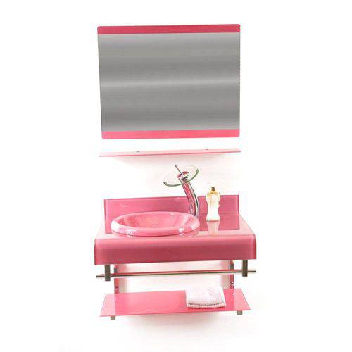 Tamanhos, Medidas e Dimensões do produto Gabinete de Vidro 70cm para Banheiro Espanha Rosa