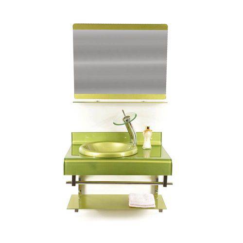 Tamanhos, Medidas e Dimensões do produto Gabinete de Vidro 70cm para Banheiro Espanha Verde Oliva