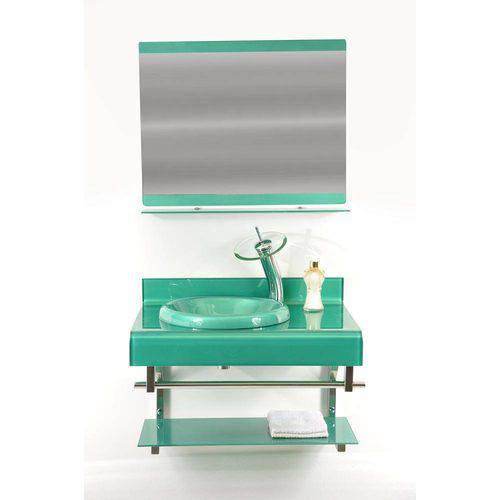 Tamanhos, Medidas e Dimensões do produto Gabinete de Vidro 70cm para Banheiro Espanha Verde