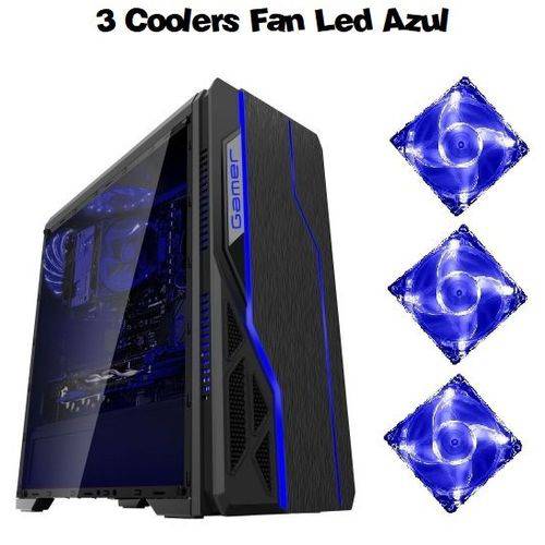 Tamanhos, Medidas e Dimensões do produto Gabinete Gamer Bluecase Bg-009 Black USB 3.0 + 3 Cooler Led Azul