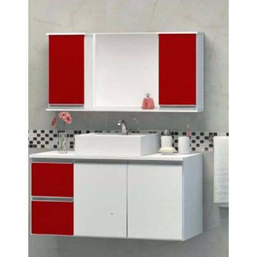 Tamanhos, Medidas e Dimensões do produto Gabinete para Banheiro Aspen80 Vermelho C/ Cuba e Espelheira
