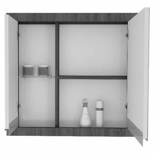 Tamanhos, Medidas e Dimensões do produto Gabinete para Banheiro com Pés Espelheira e Tampo de Granito Gaam Versa Pietra 75Cm Grigio/Branco