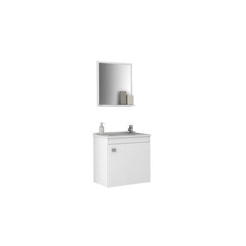 Tamanhos, Medidas e Dimensões do produto Gabinete para Banheiro com Pia e Espelheira Siena 1 Porta Branco - Móveis Bechara