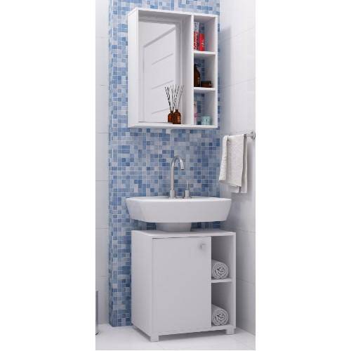 Tamanhos, Medidas e Dimensões do produto Gabinete para Banheiro para Encaixe de Coluna de Pia Bbn 01 com Espelho com Branco Brv Móveis