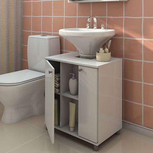 Tamanhos, Medidas e Dimensões do produto Gabinete para Banheiro 2 Portas Branco - Politorno