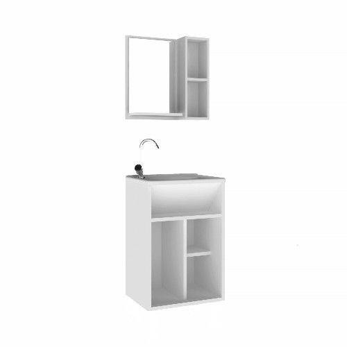 Tamanhos, Medidas e Dimensões do produto Gabinete para Banheiro Suspenso com Espelheira e Tampo Belizze Gênova Especial 44cm Branco/Linho